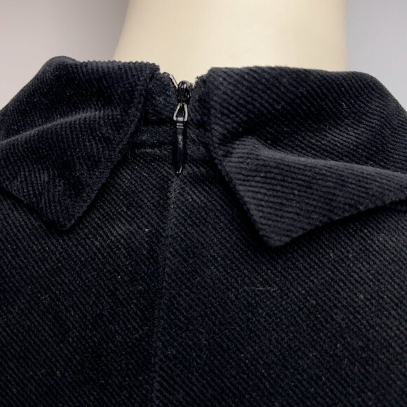 IDANO French Dark Academia Goth Black Velvet Dress Wolf! Embroidered Collar sz 1 - Picture 4 of 8